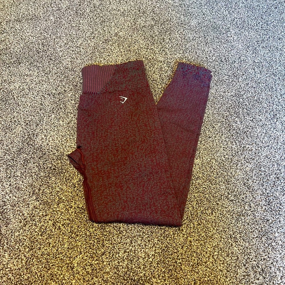 Gymshark Red Leggings with Textured Design